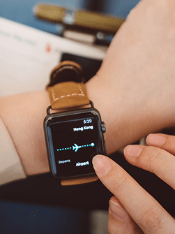 Person wearing smart device.